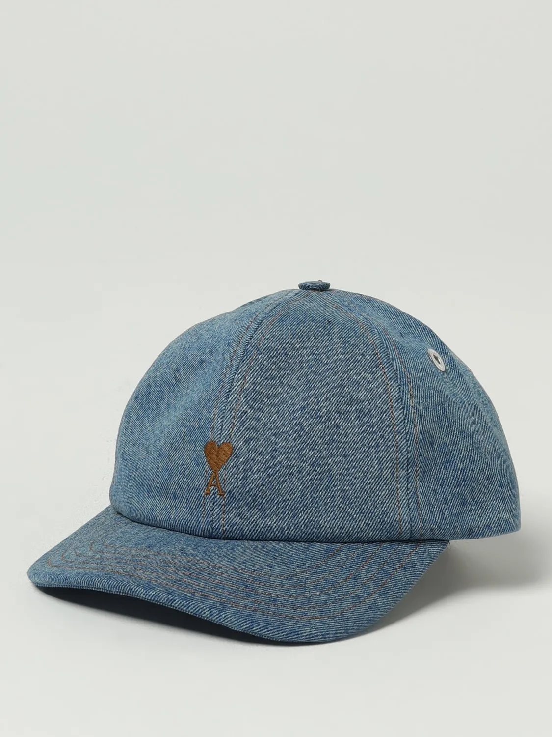 Cappello Ami Paris in denim di cotone con logo ricamato