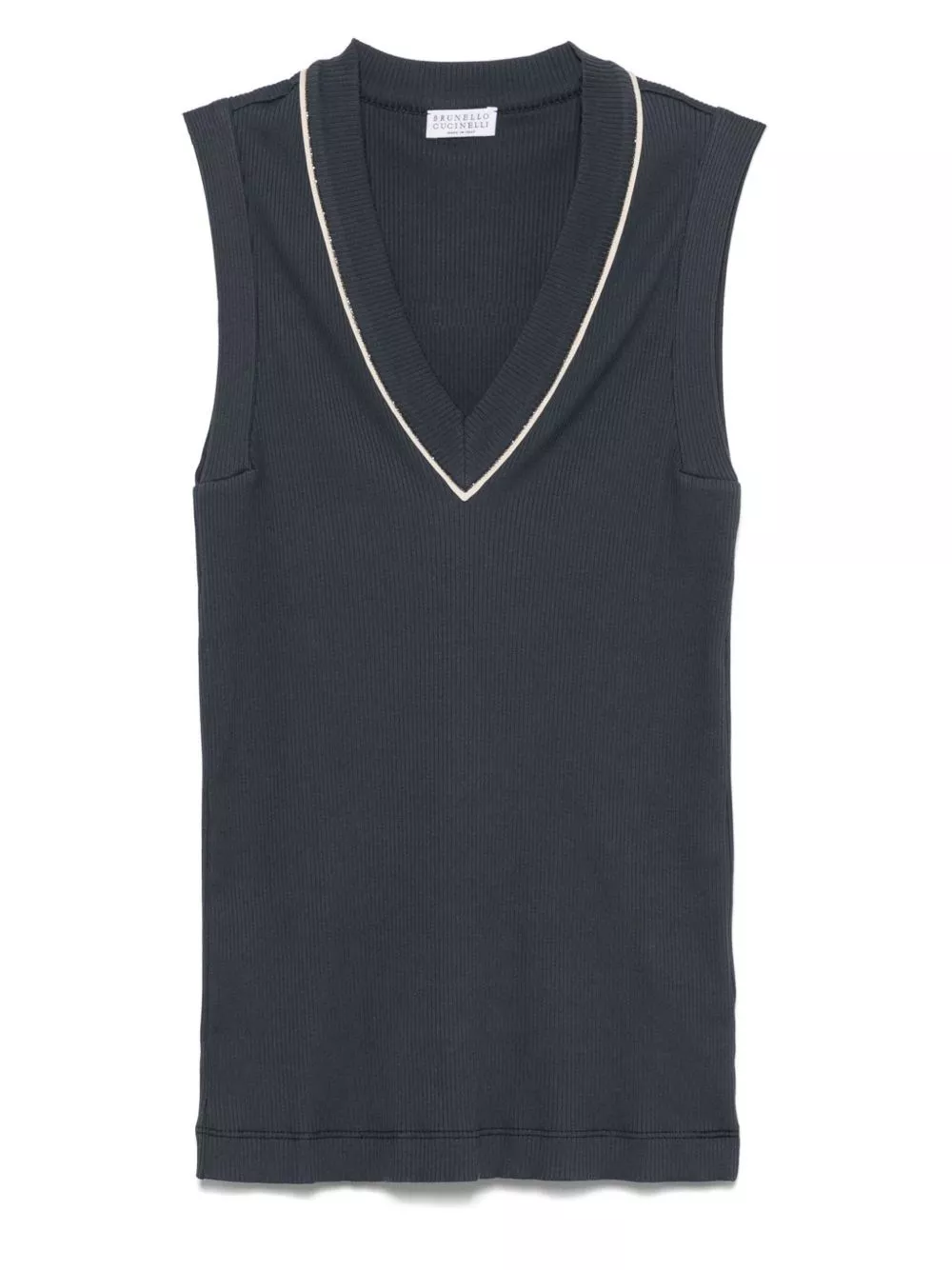 Top scollo v in cotone di Brunello cucinelli