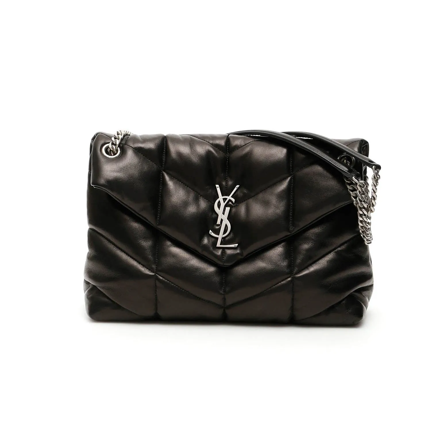 Borsa media Loulou puffer medium in pelle nera