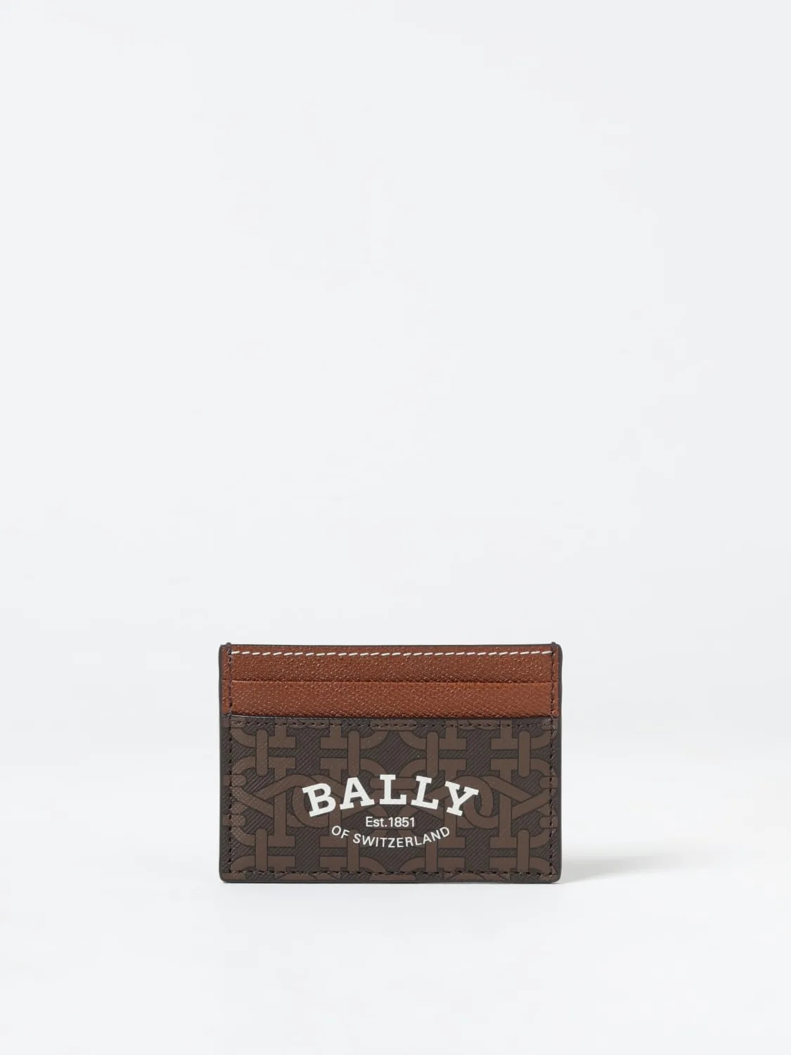 Portacarte di credito Bally in pelle a grana e cotone spalmato