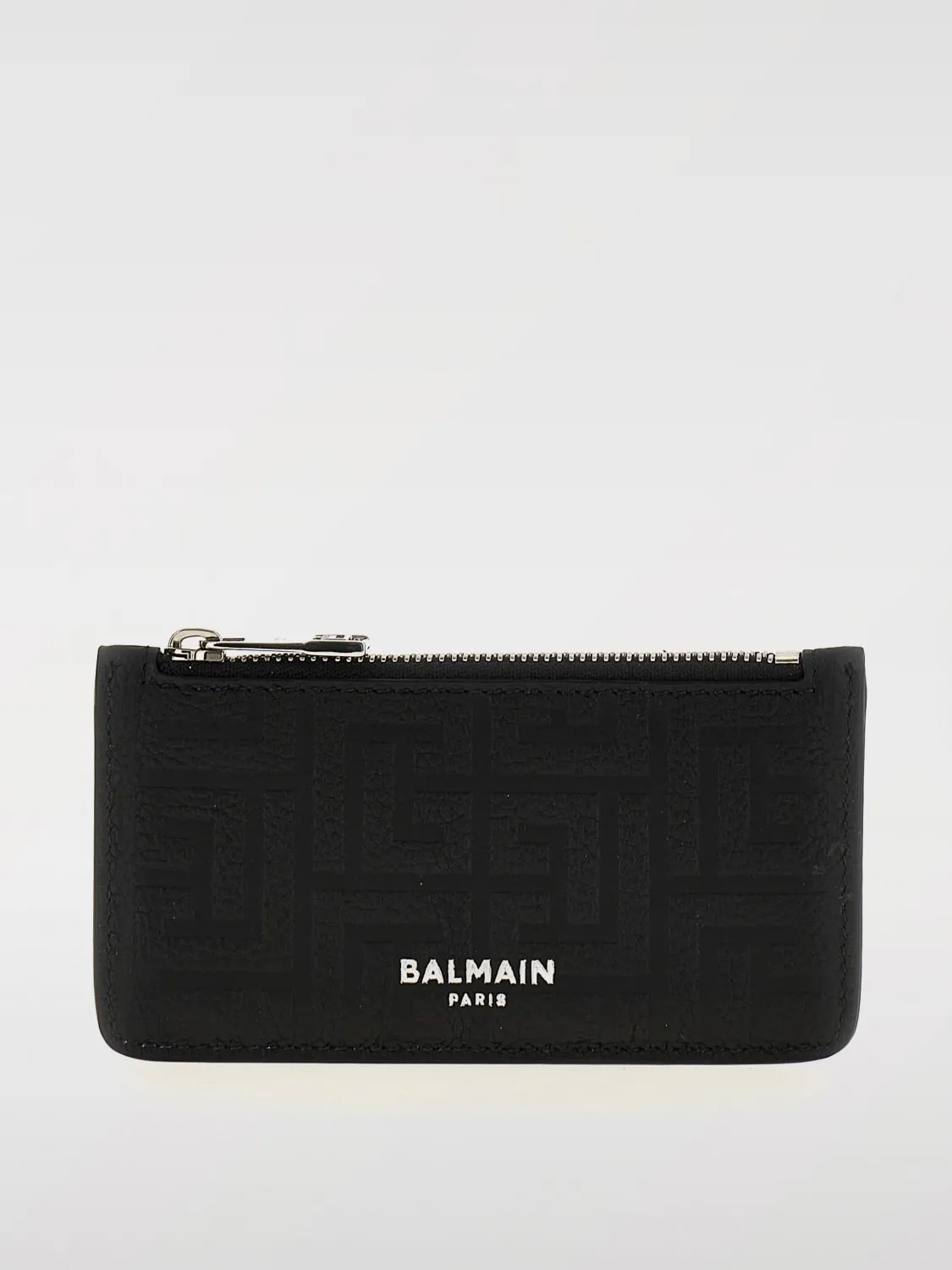 Portacarte di credito Balmain in pelle con monogram goffrato