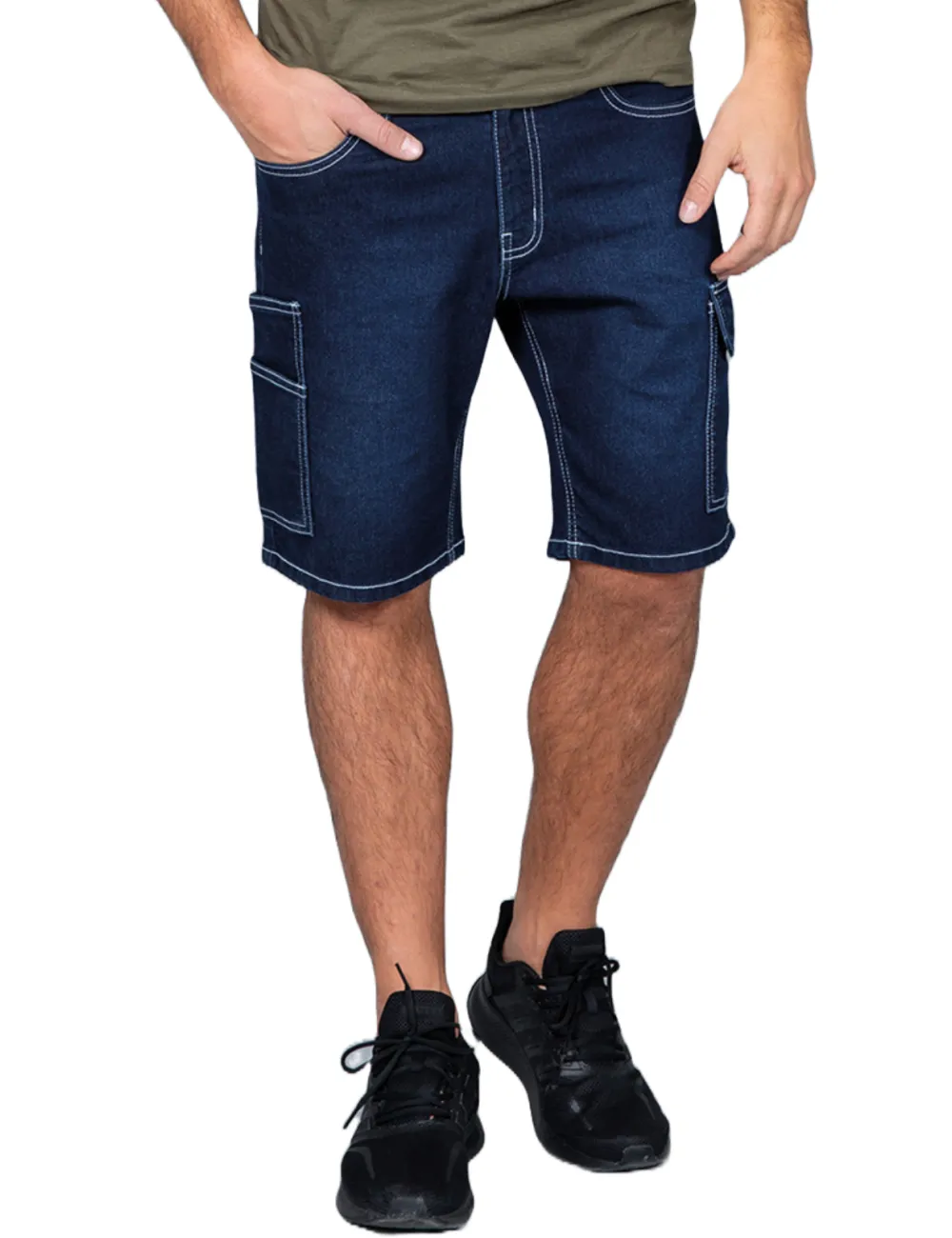 Bermuda in Jeans Elasticizzato Blu