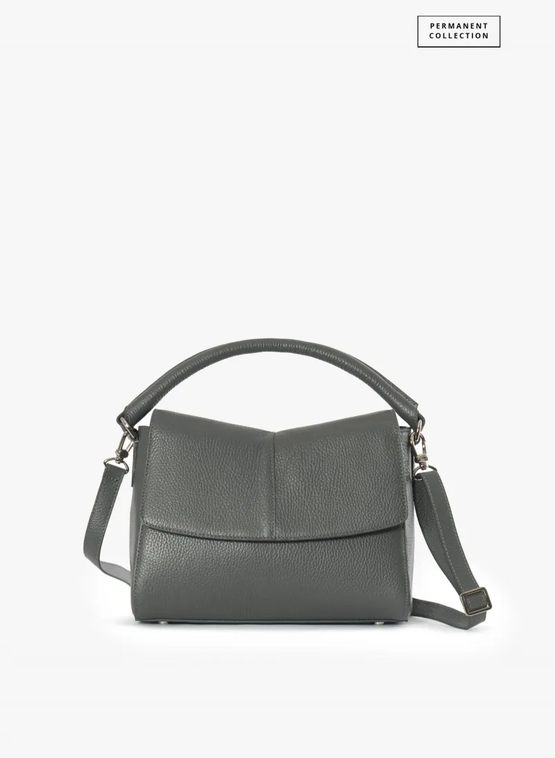 Borsa a mano in pelle grigia