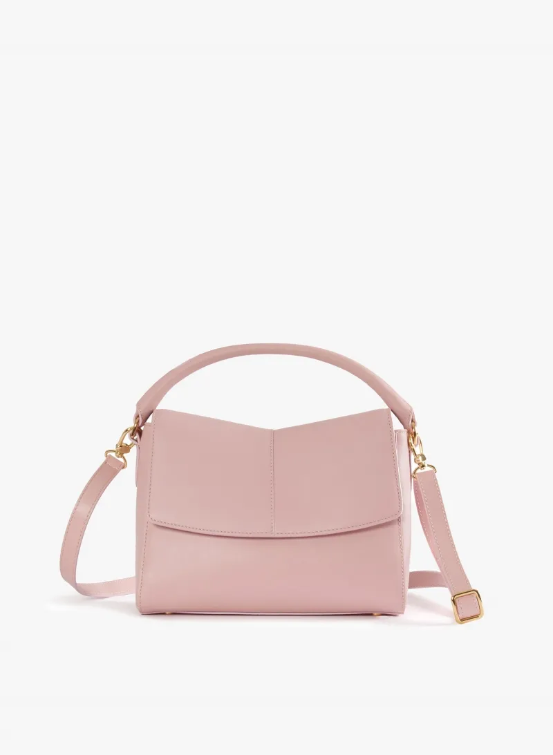 Borsa a mano in pelle liscia rosa