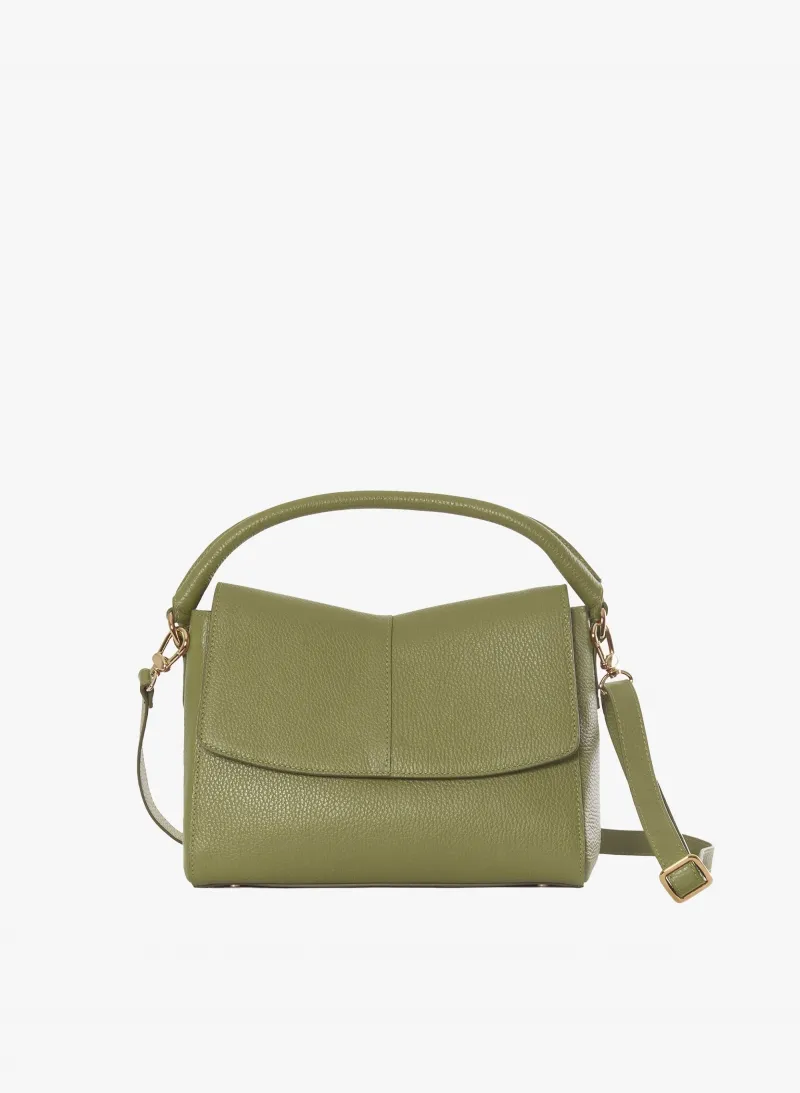 Borsa a mano in pelle verde militare
