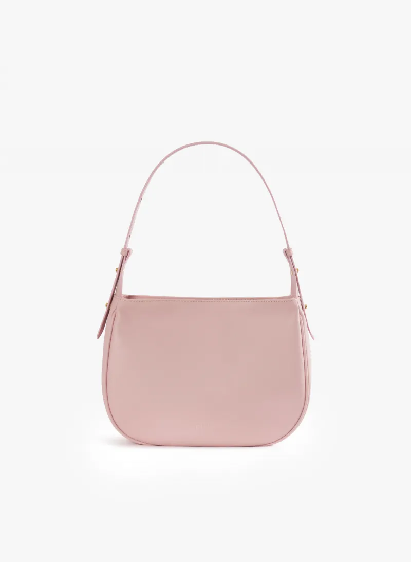 Borsa a spalla in pelle liscia rosa