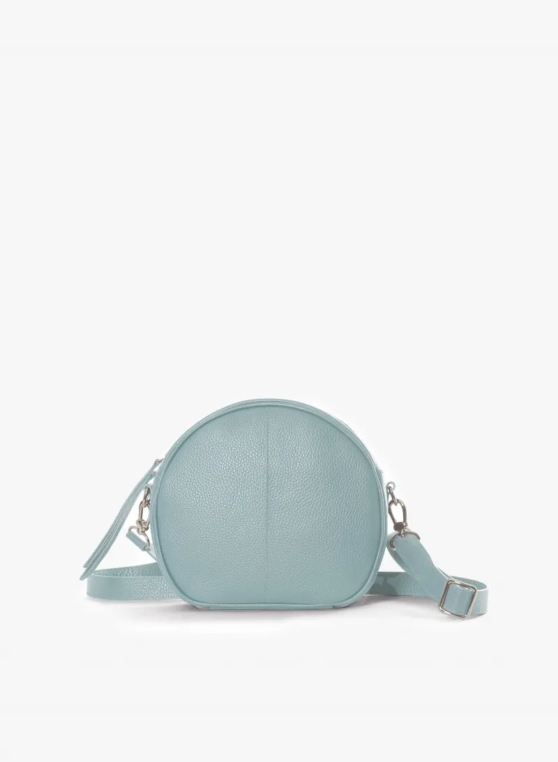 Borsa tonda in pelle azzurra