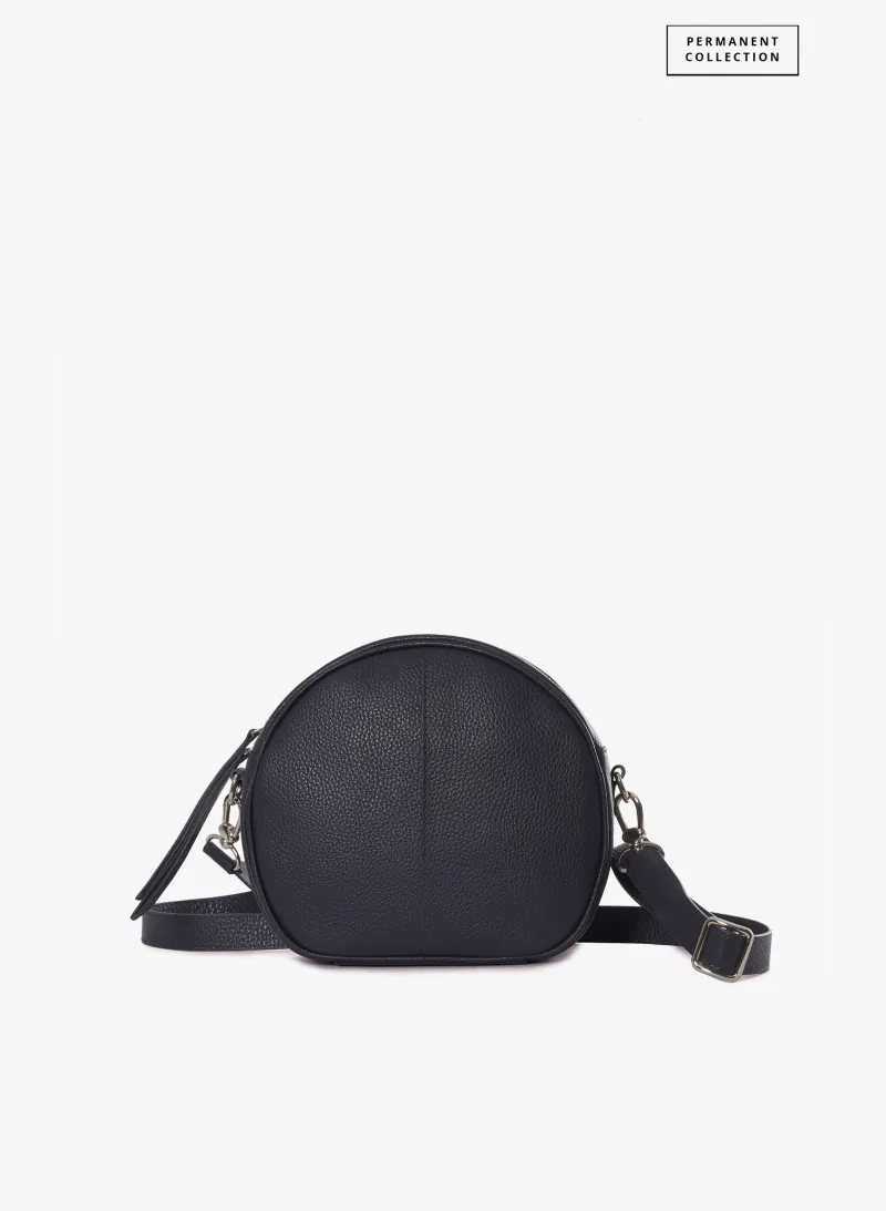 Borsa tonda in pelle blu