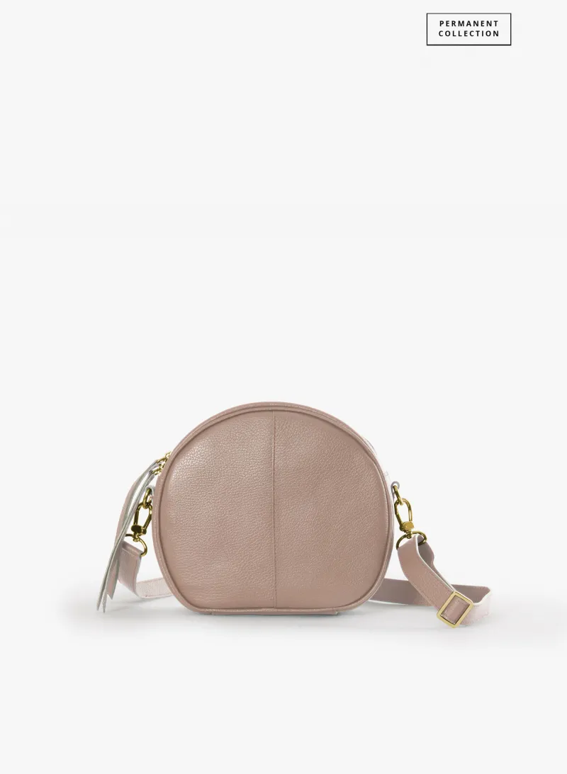 Borsa tonda in pelle rosa