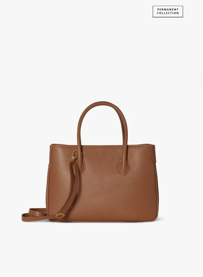 Borsa Tote in pelle color tabacco