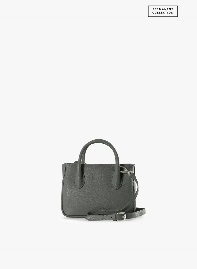 Borsa Tote mini in pelle grigia