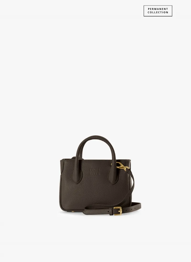 Borsa Tote mini in pelle marrone