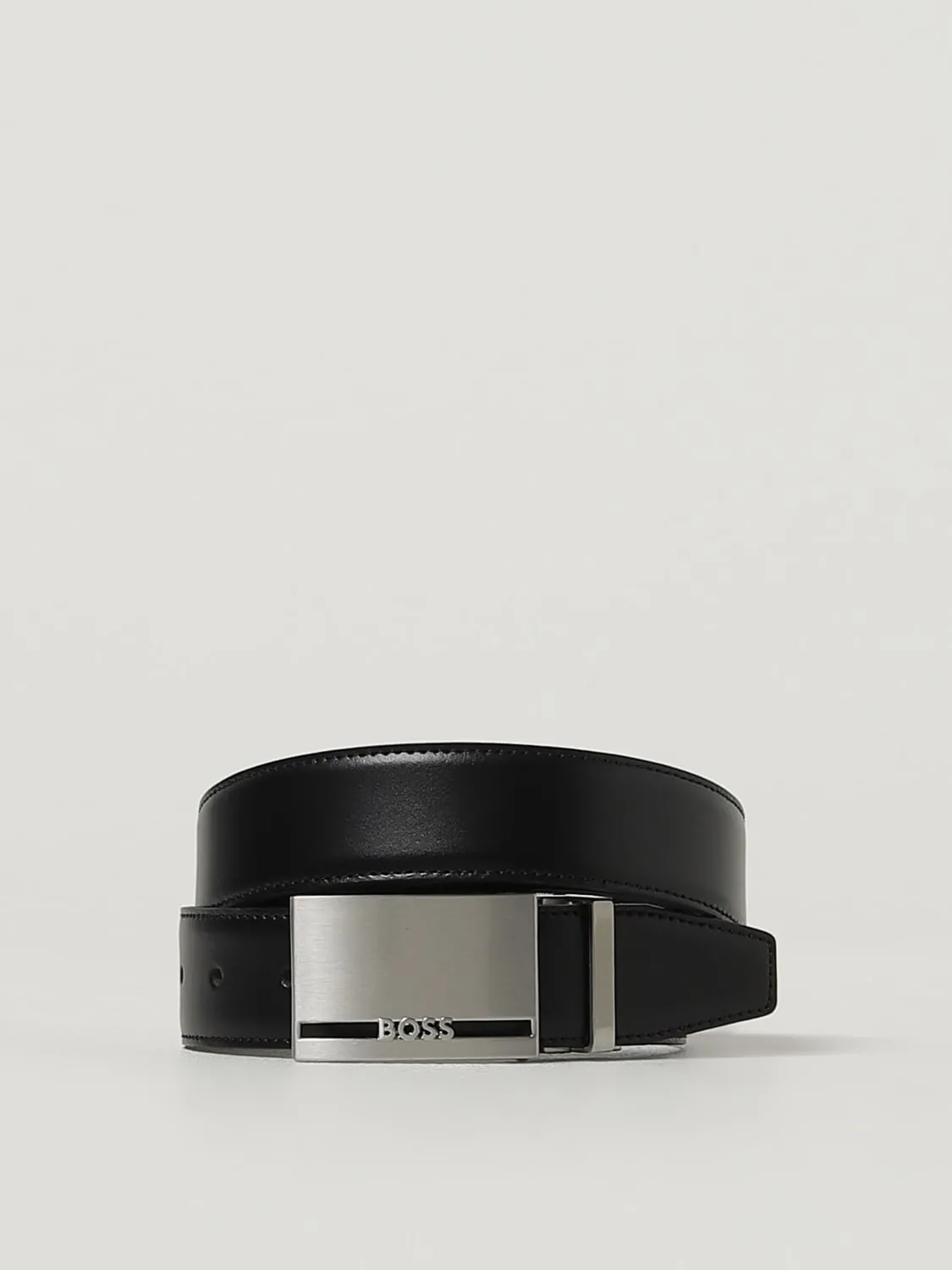 Cintura Boss in pelle con doppia fibbia