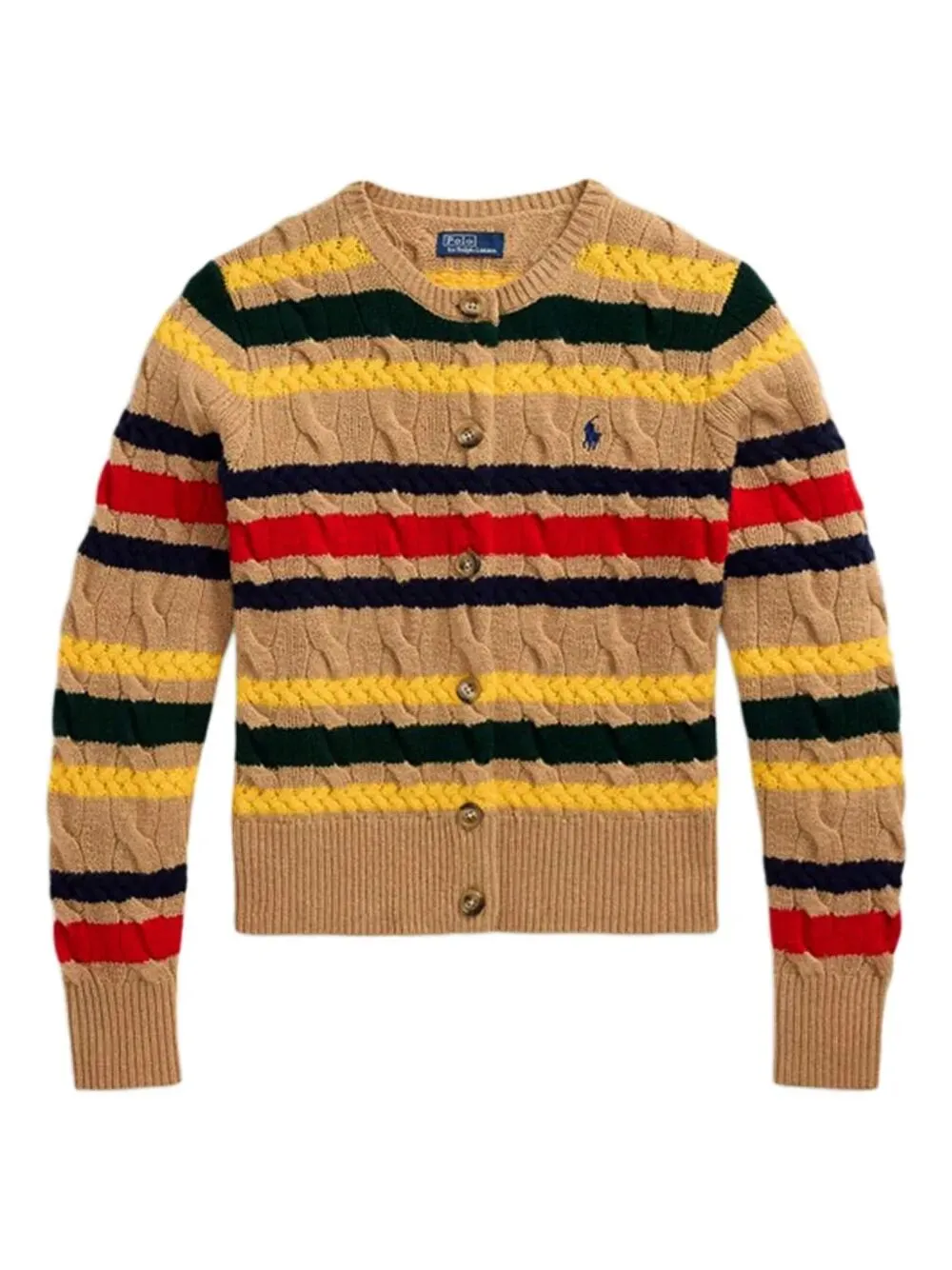 CARDIGAN A RIGHE CON LAVORAZIONE A TRECCE