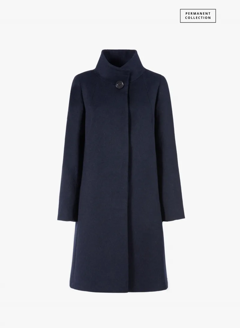 Cappotto blu svasato in puro cashmere
