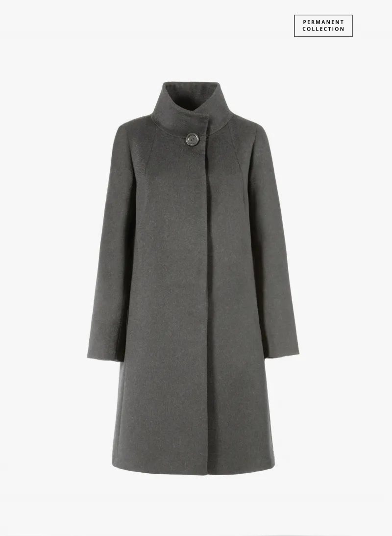 Cappotto grigio svasato in puro cashmere