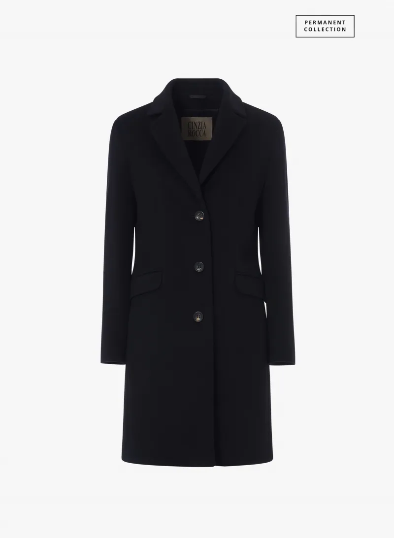 Cappotto nero a uomo in pura lana