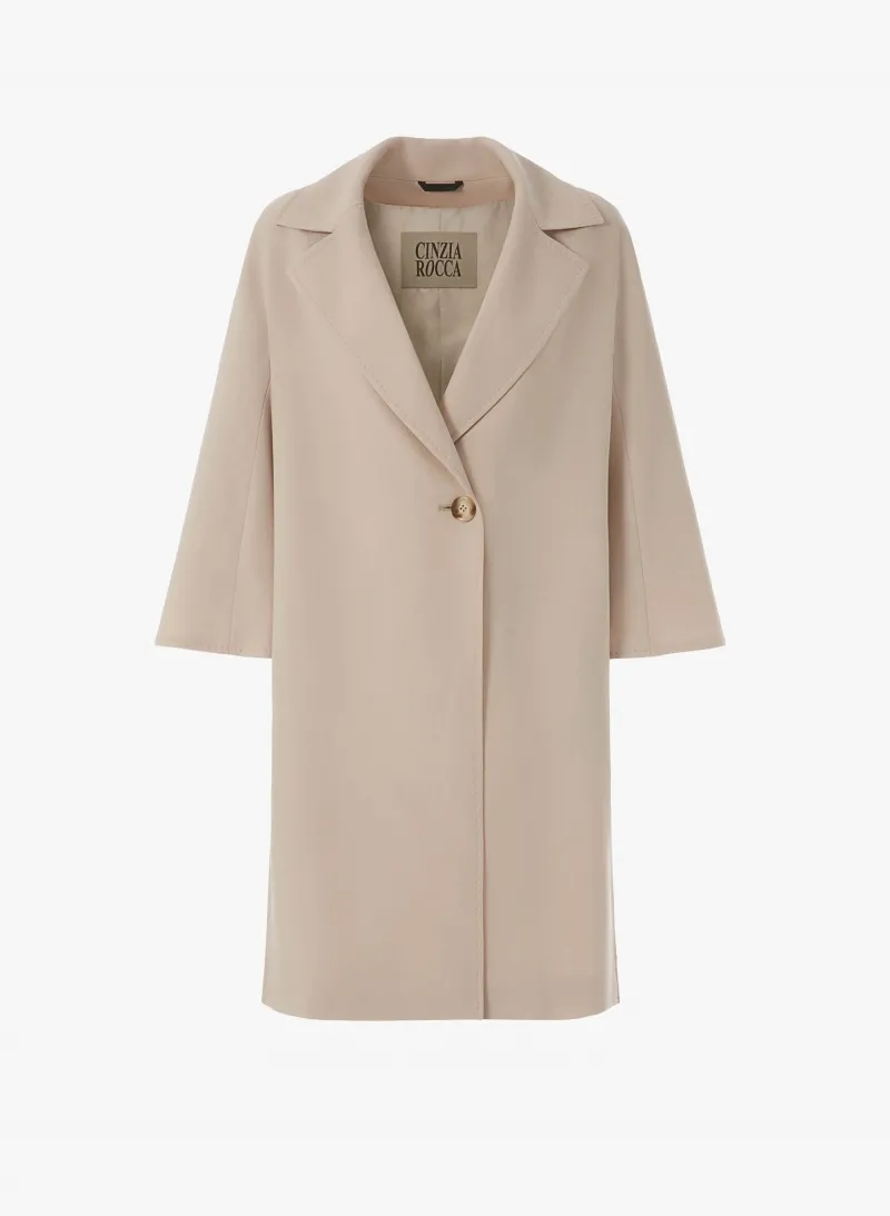 Cappotto un petto e mezzo cipria in lana comfort