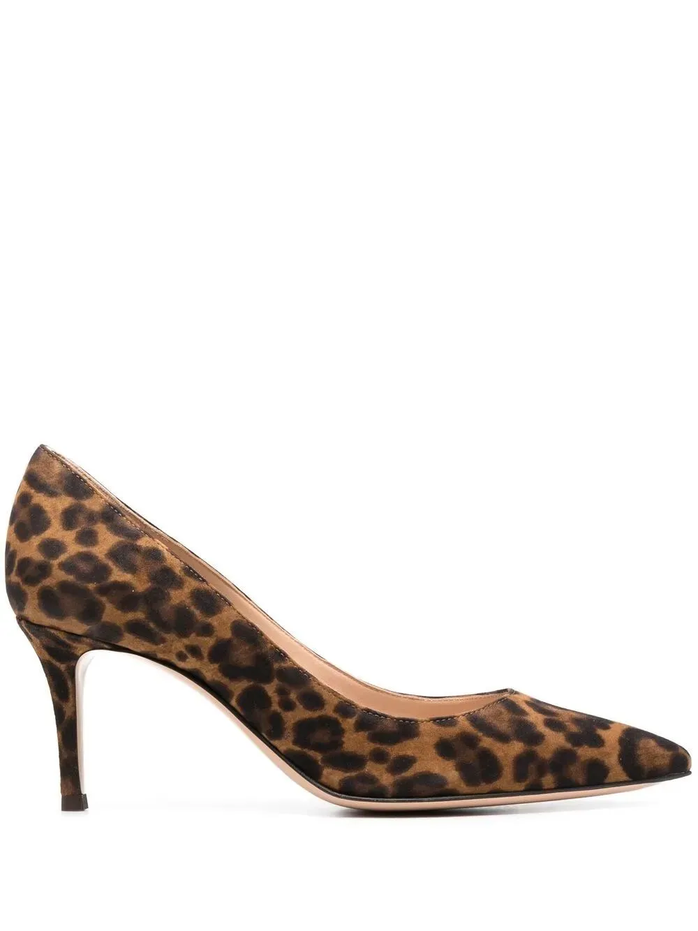 DÉCOLLETÉ GIANVITO 70 IN PELLE SCAMOSCIATA LEOPARDATA
