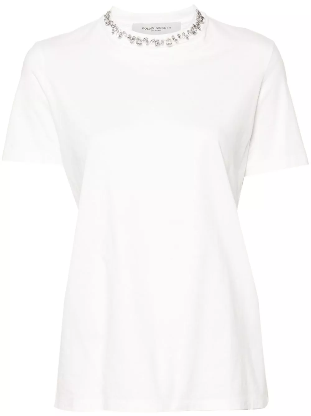 T-shirt in cotone ricamata di Golden goose