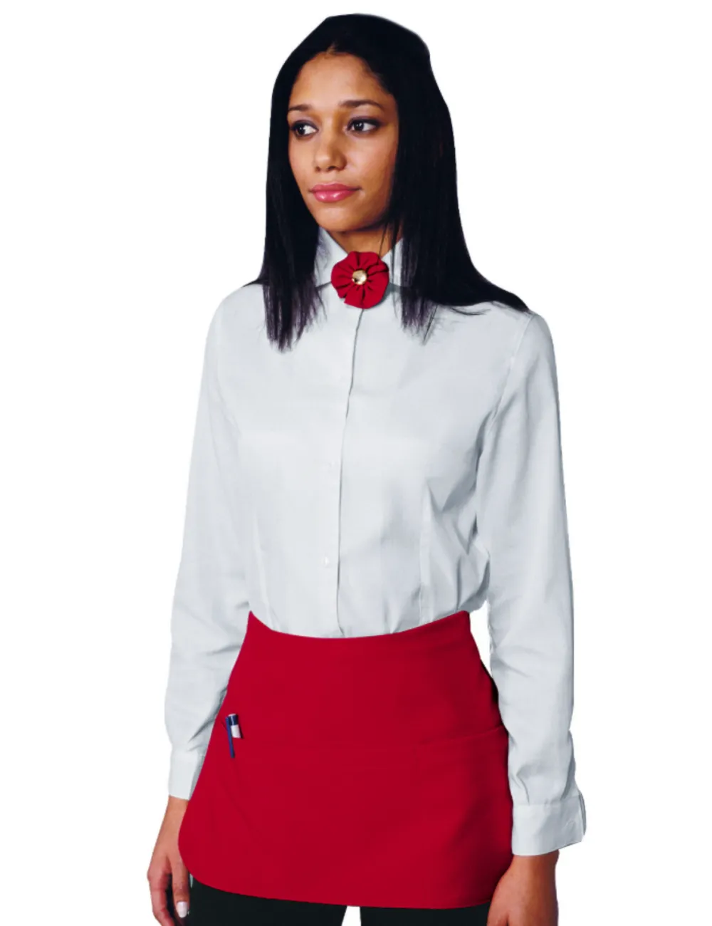 Delantal de trabajo de cintura roja.