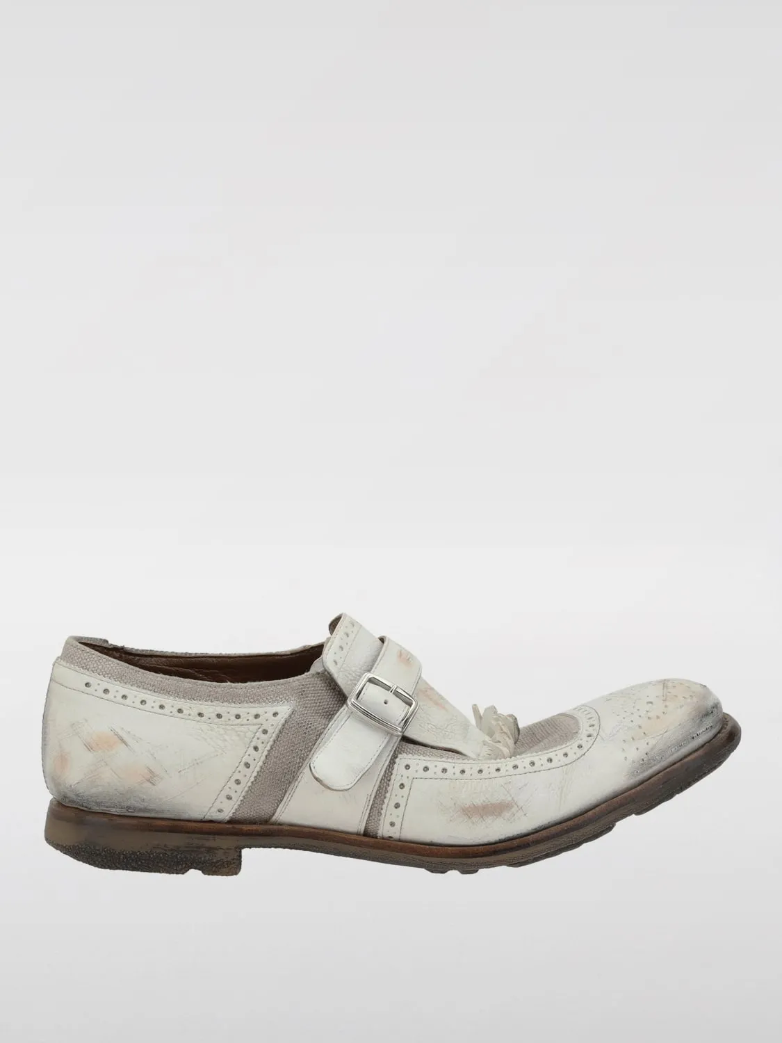 Monk Strap Church's in pelle invecchiata con motivo brogue