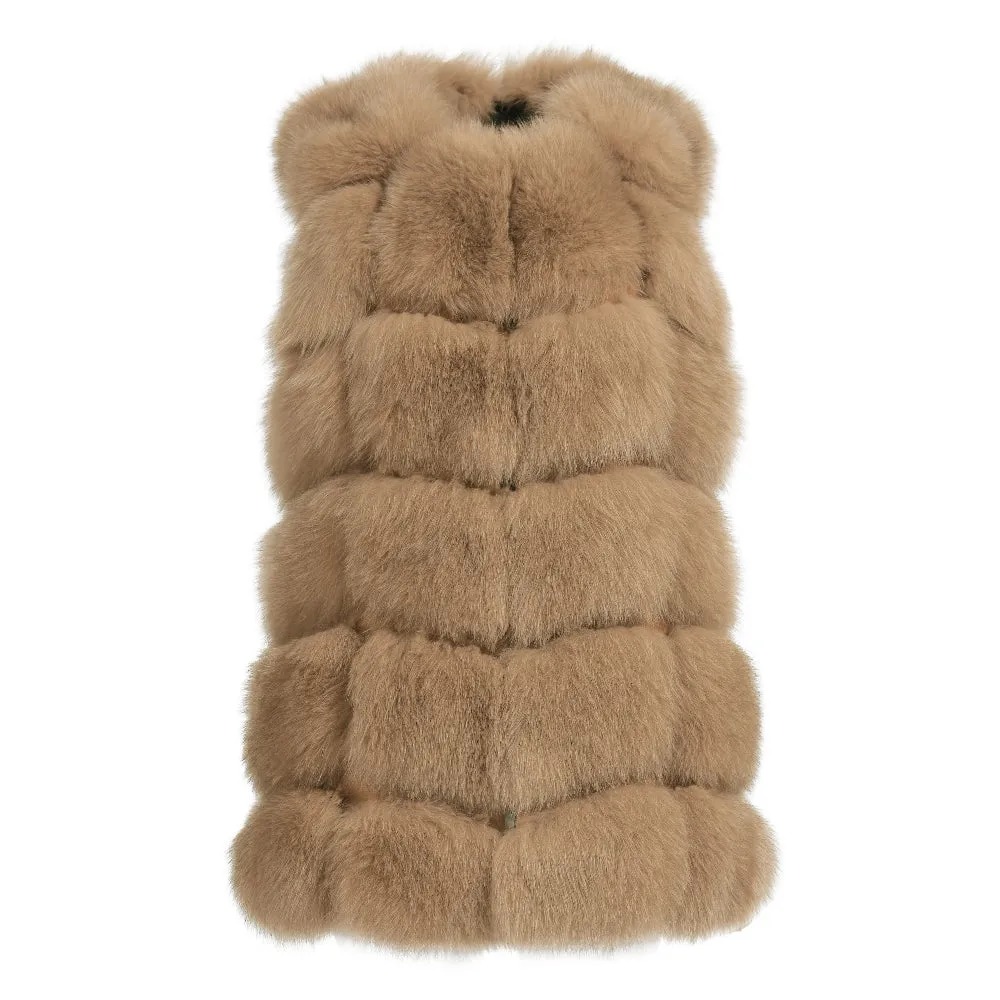 Gilet Classy Camel in Pelliccia di Volpe