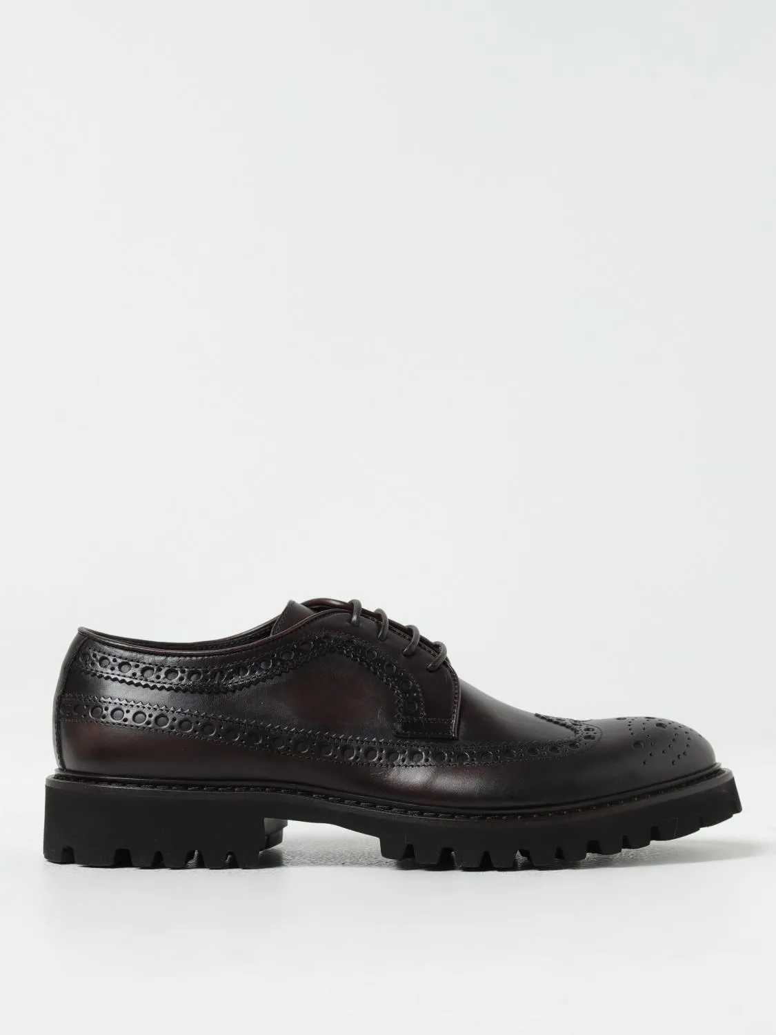 Derby Corvari in pelle con motivo brogue