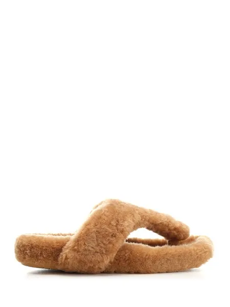 Loewe Donna Sandalo in shearling beige