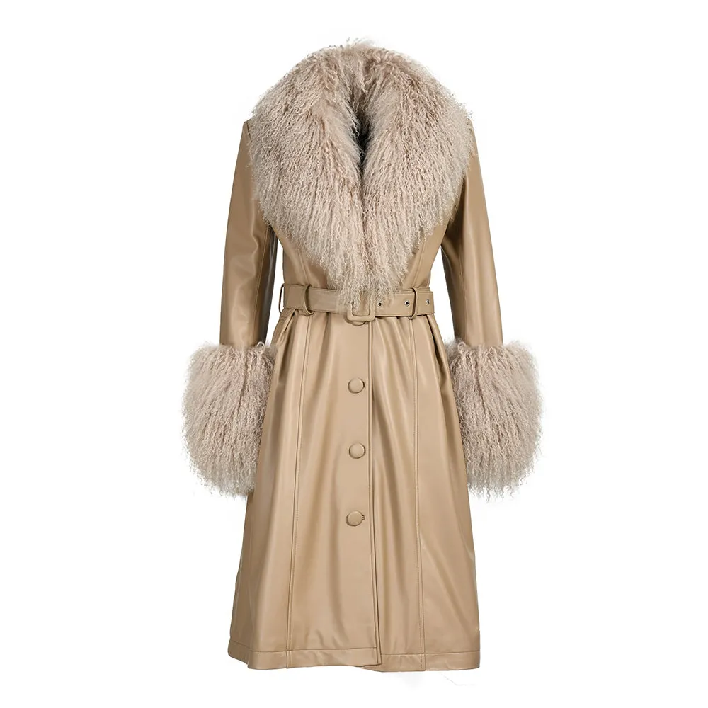 Cappotto Sac Beige in Pelle