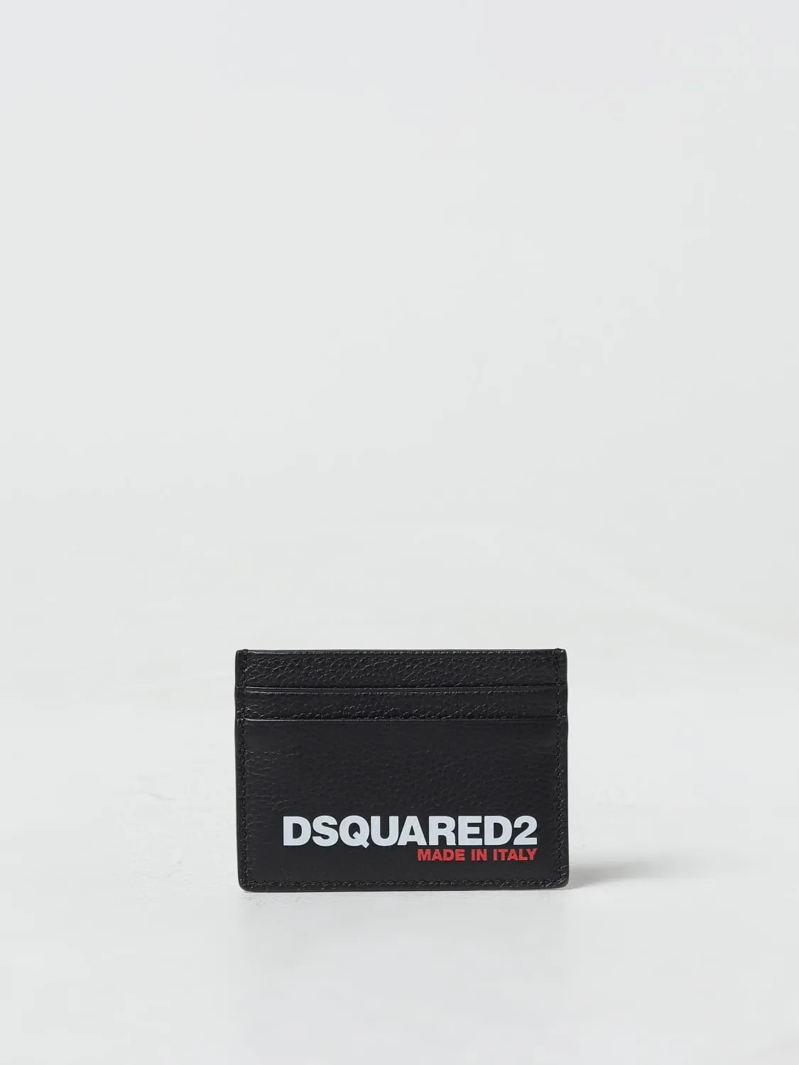 Portacarte di credito Dsquared2 in pelle a grana