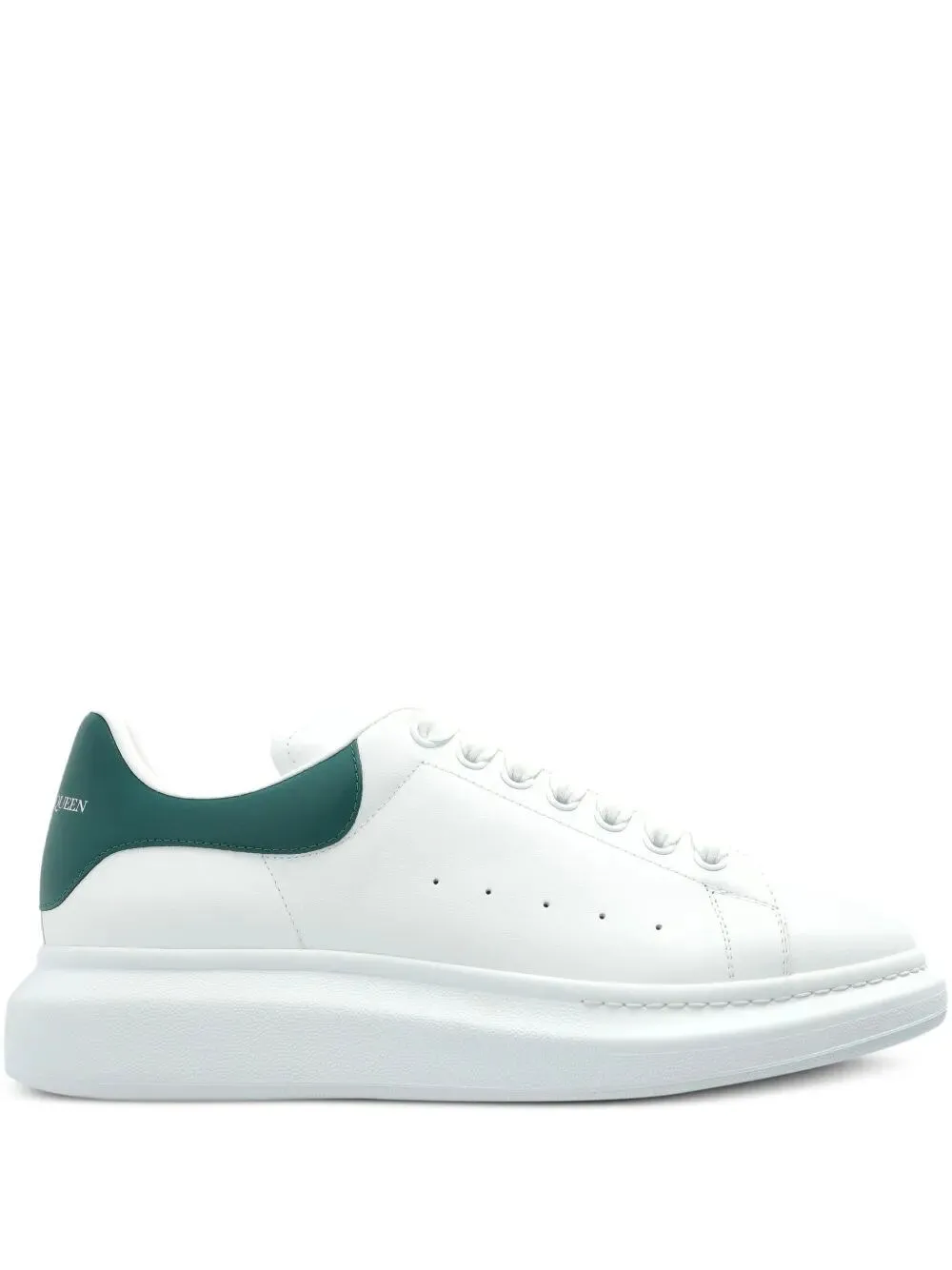 SNEAKERS OVERSIZE IN PELLE BIANCA E TALLONCINO VERDE