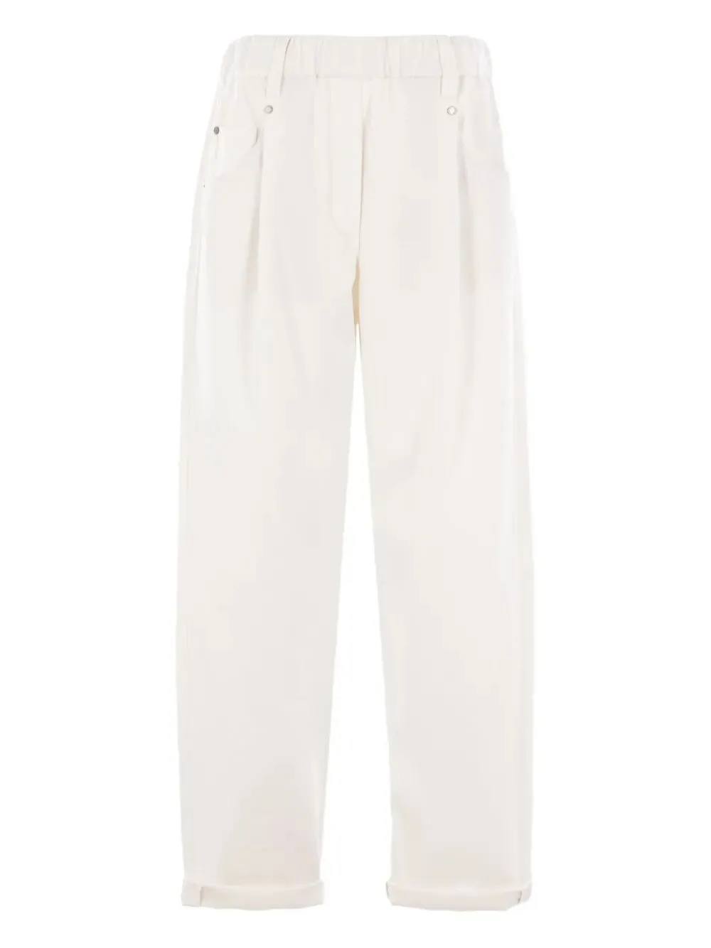 PANTALONE BAGGY PULL-ON IN COVER DI COTONE STRETCH CON SHINY BARTACK