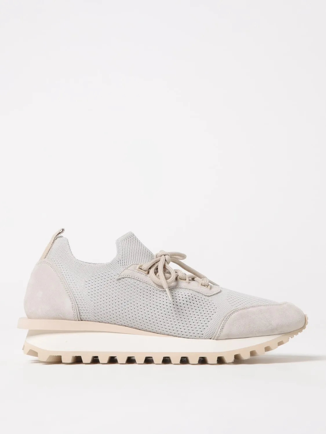 Sneakers Eleventy in camoscio e maglia stretch