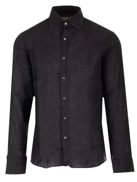Al Duca D'aosta Uomo Camicia in lino nero