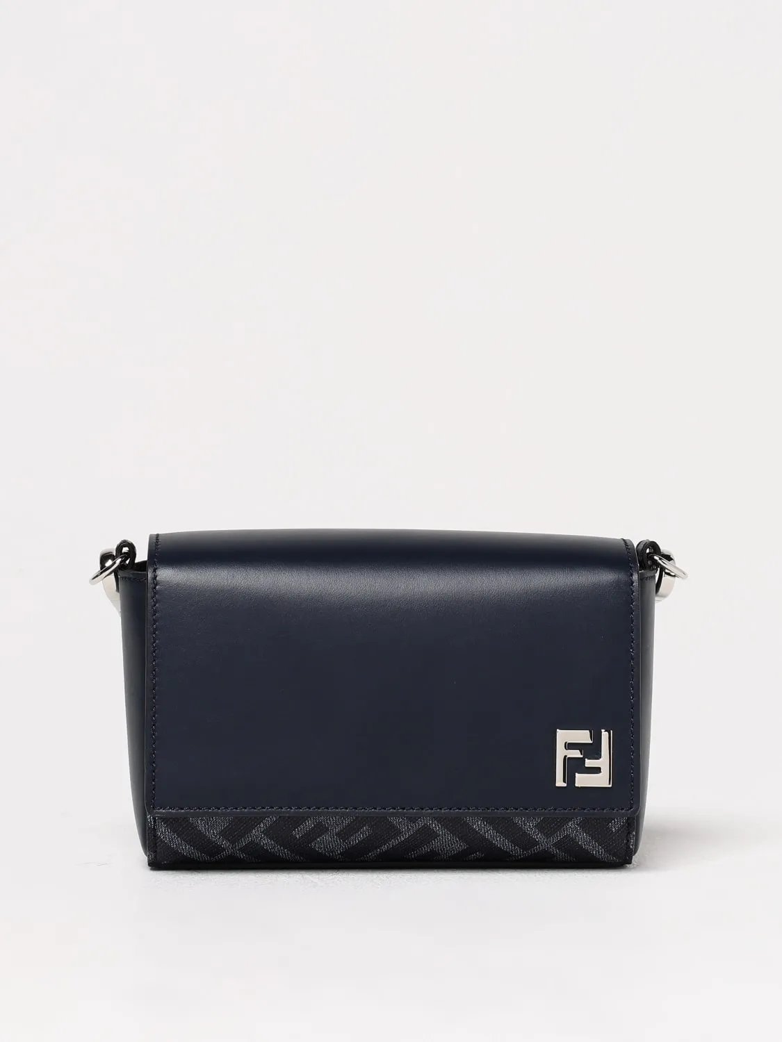Borsa Compact Squared FF Fendi in pelle e cotone spalmato