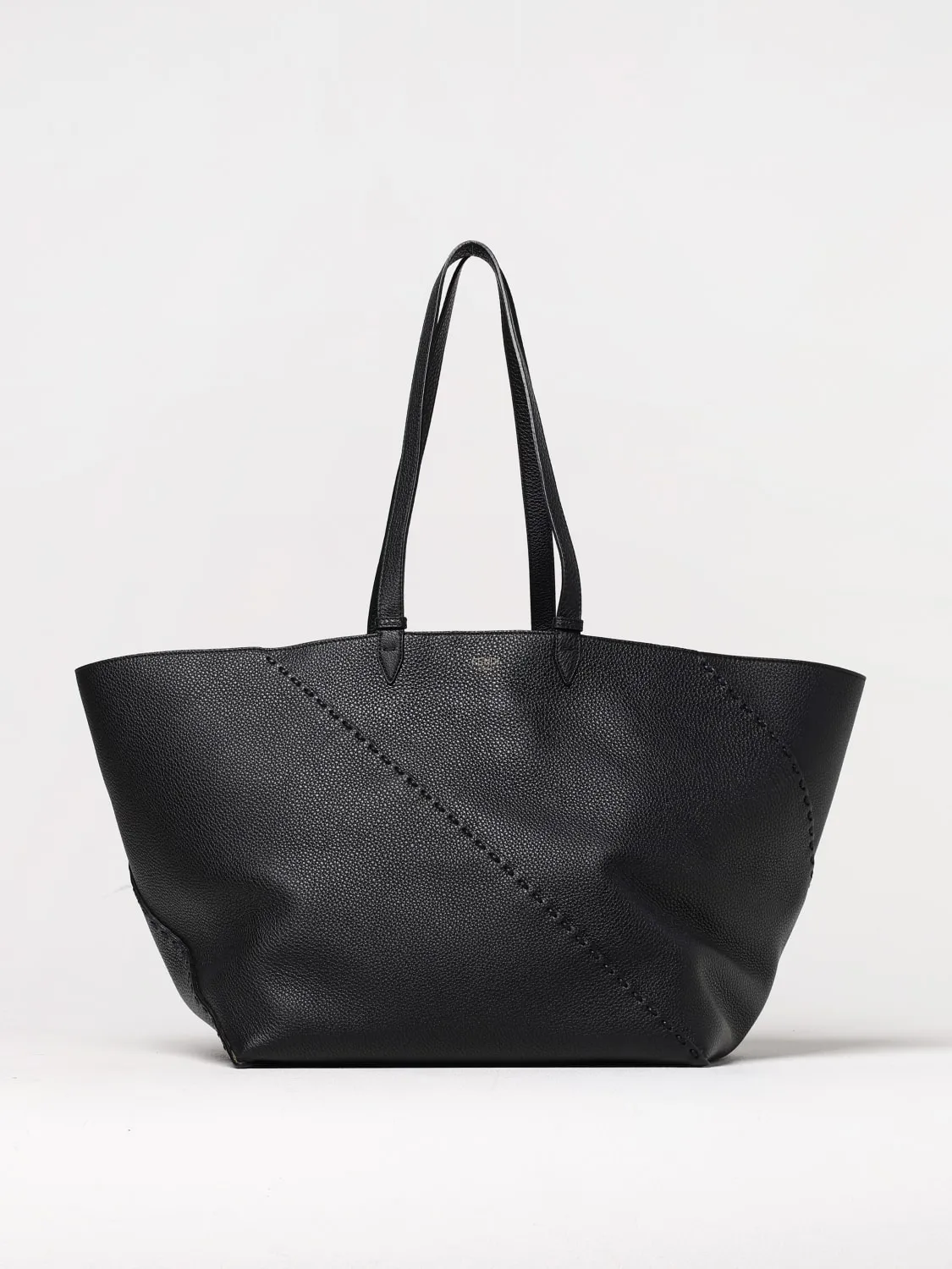 Borsa Diagonal Shopping Large Selleria Fendi in pelle a grana