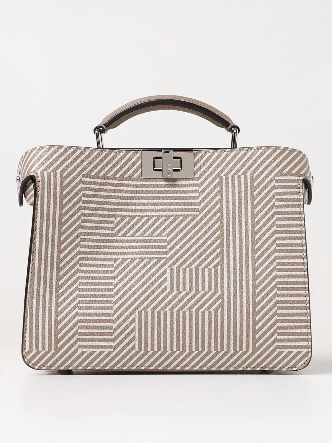 Borsa Peekaboo ISeeU Fendi in pelle Cuoio Romano a grana con macro FF Shadow