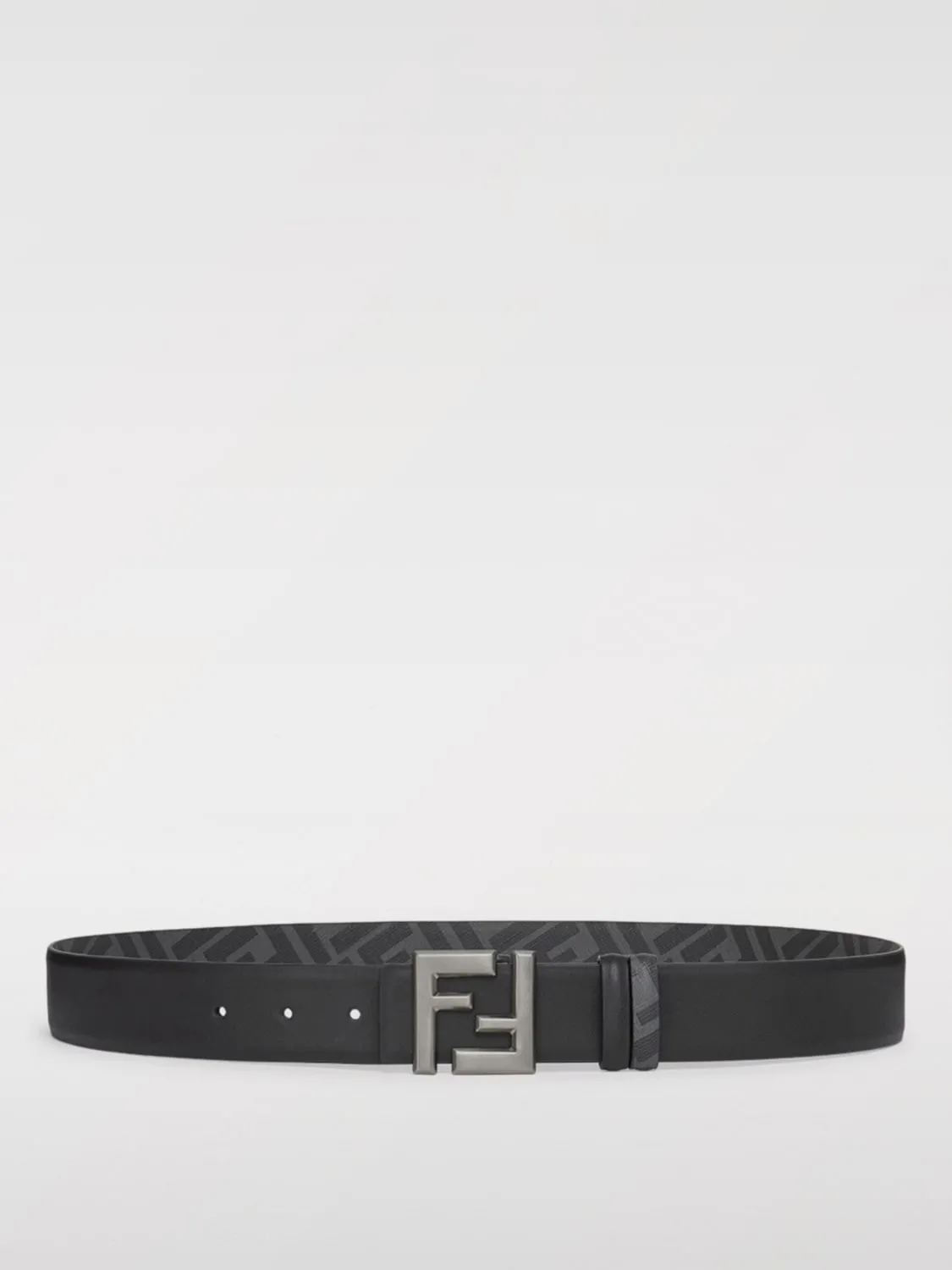 Cintura Squared FF Fendi reversibile in pelle e cotone spalmato