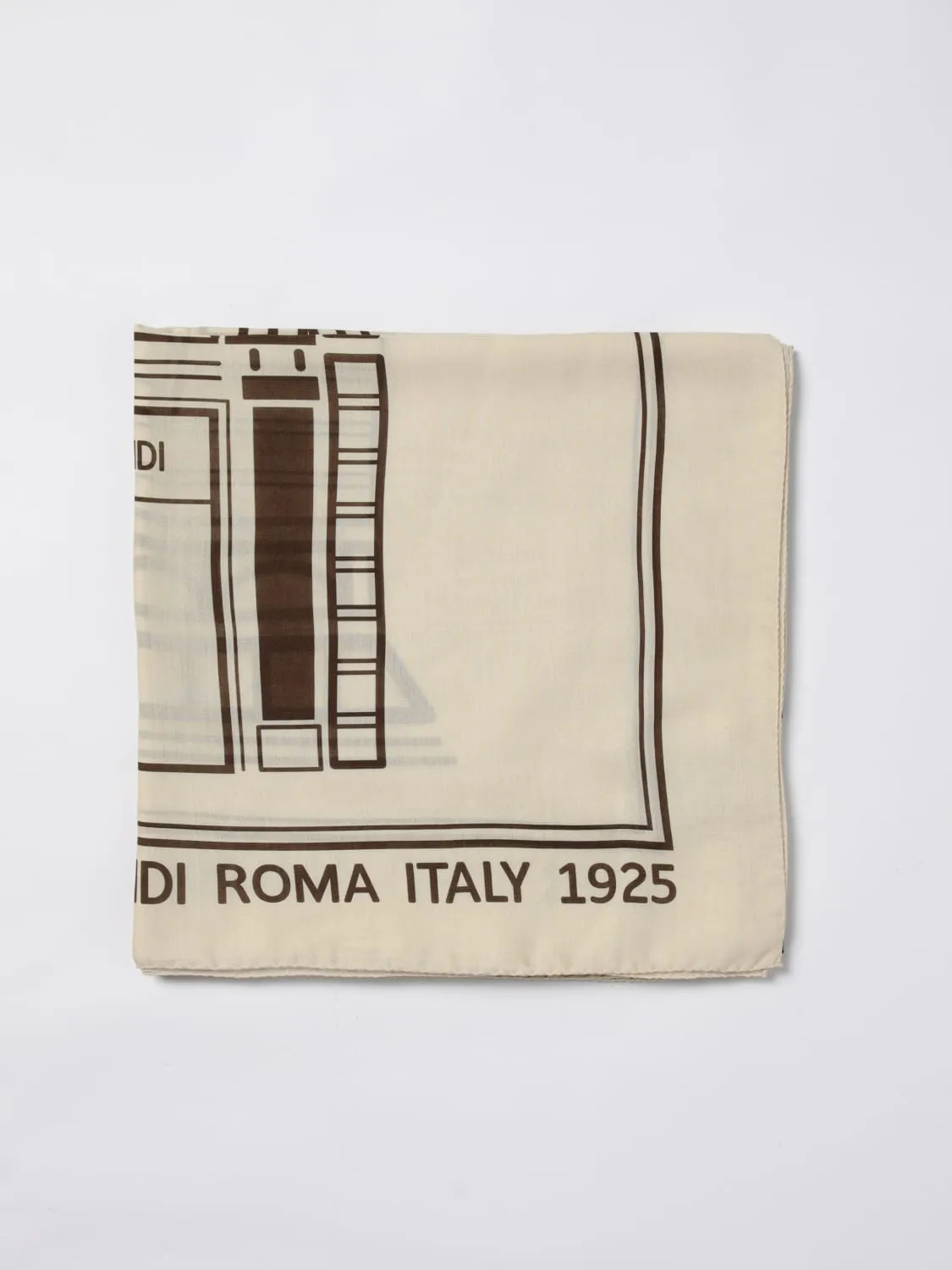 Scialle Fendi in misto cotone con stampa Palazzo Fendi