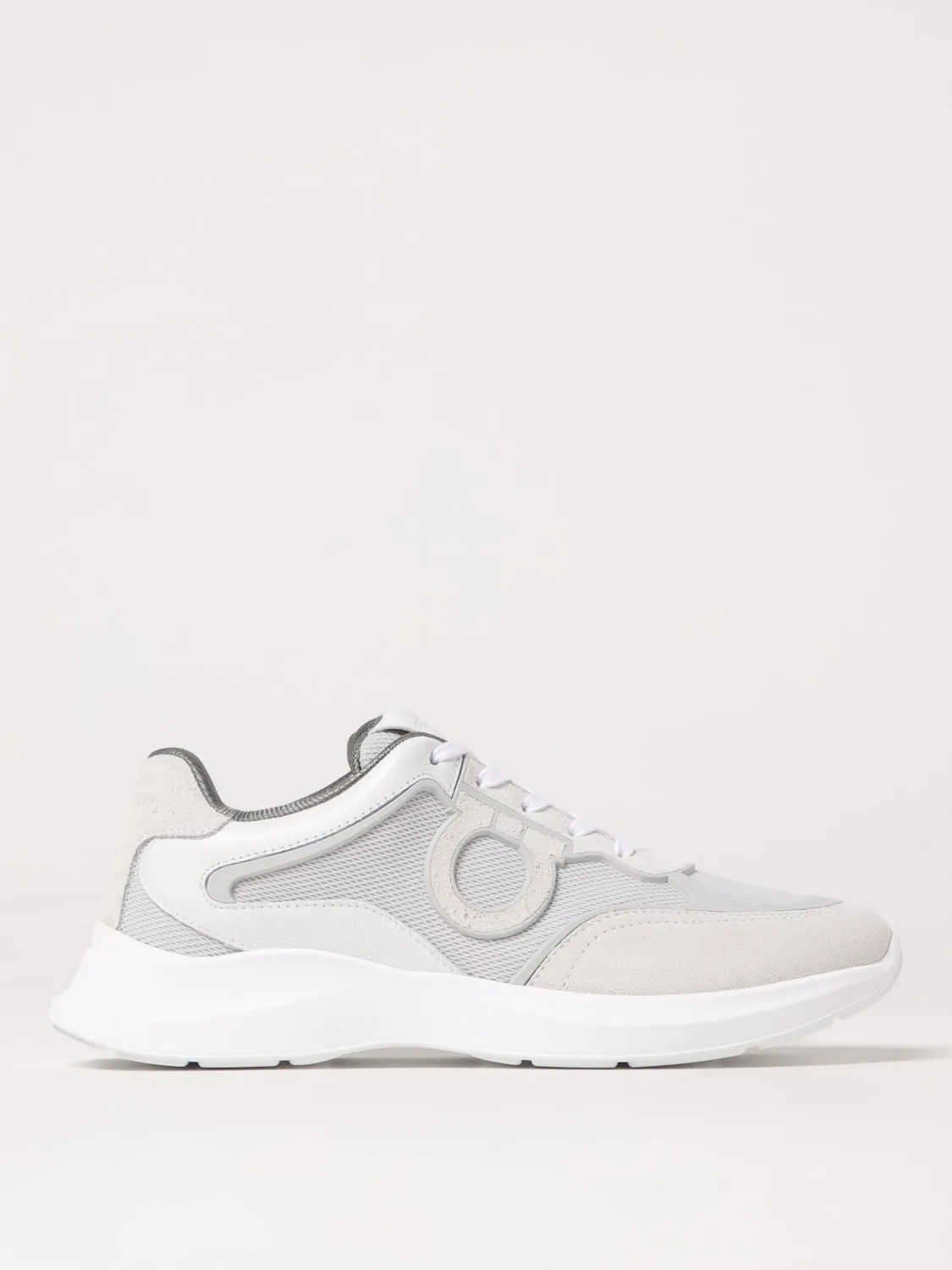 Sneakers Gancini Ferragamo in camoscio e mesh