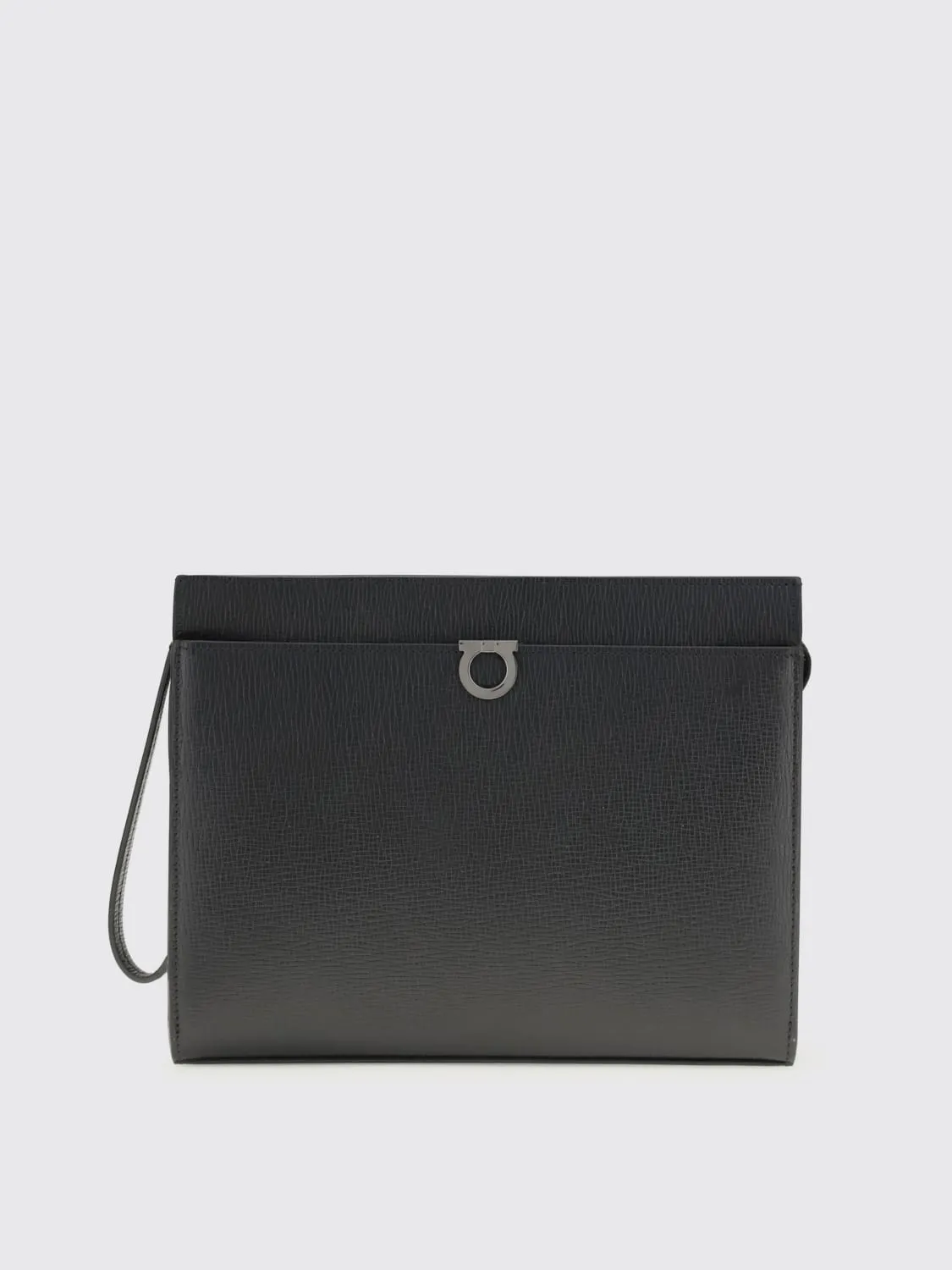 Pouch Gancini Ferragamo in pelle a grana