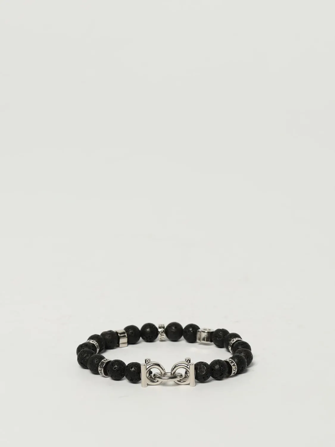 Bracciale Gancini Ferragamo in ottone ed pietra di ossidiana