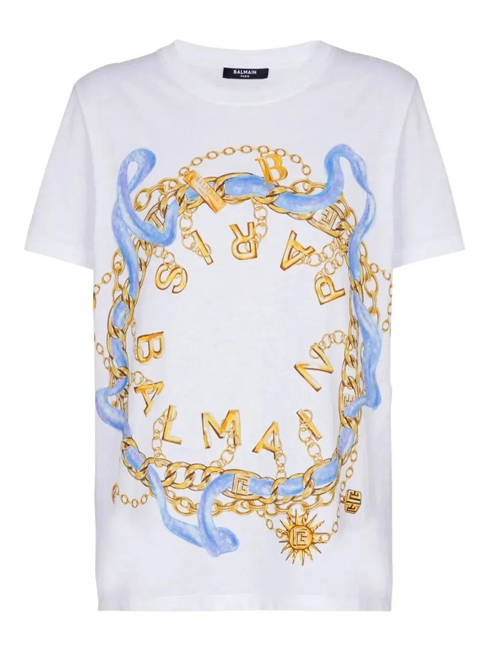 T-SHIRT CON STAMPA BALMAIN PARIS CATENE