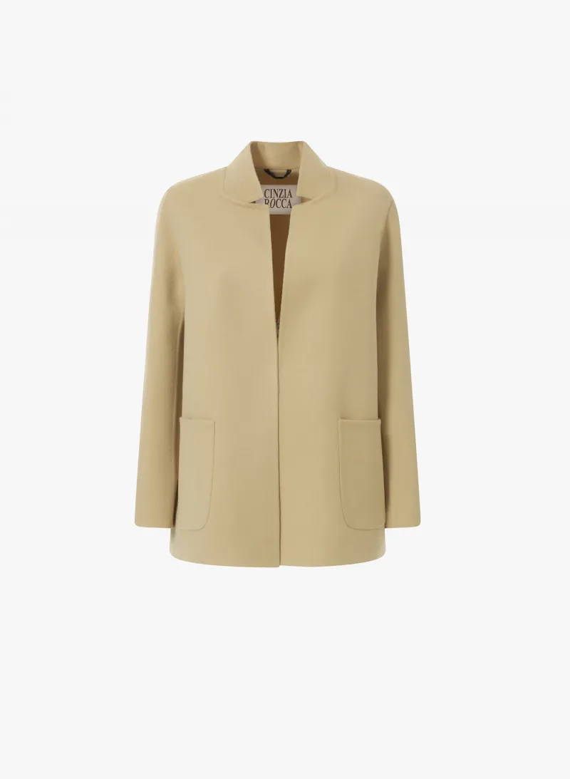 Giacca double cammello in pura lana