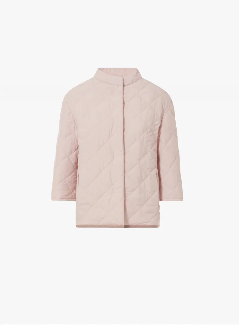 Giacca imbottita rosa con collo alla coreana