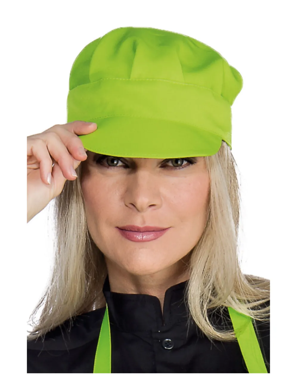 Gorra de trabajo verde manzana.