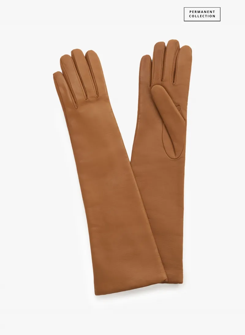 Guanti lunghi cammello in nappa