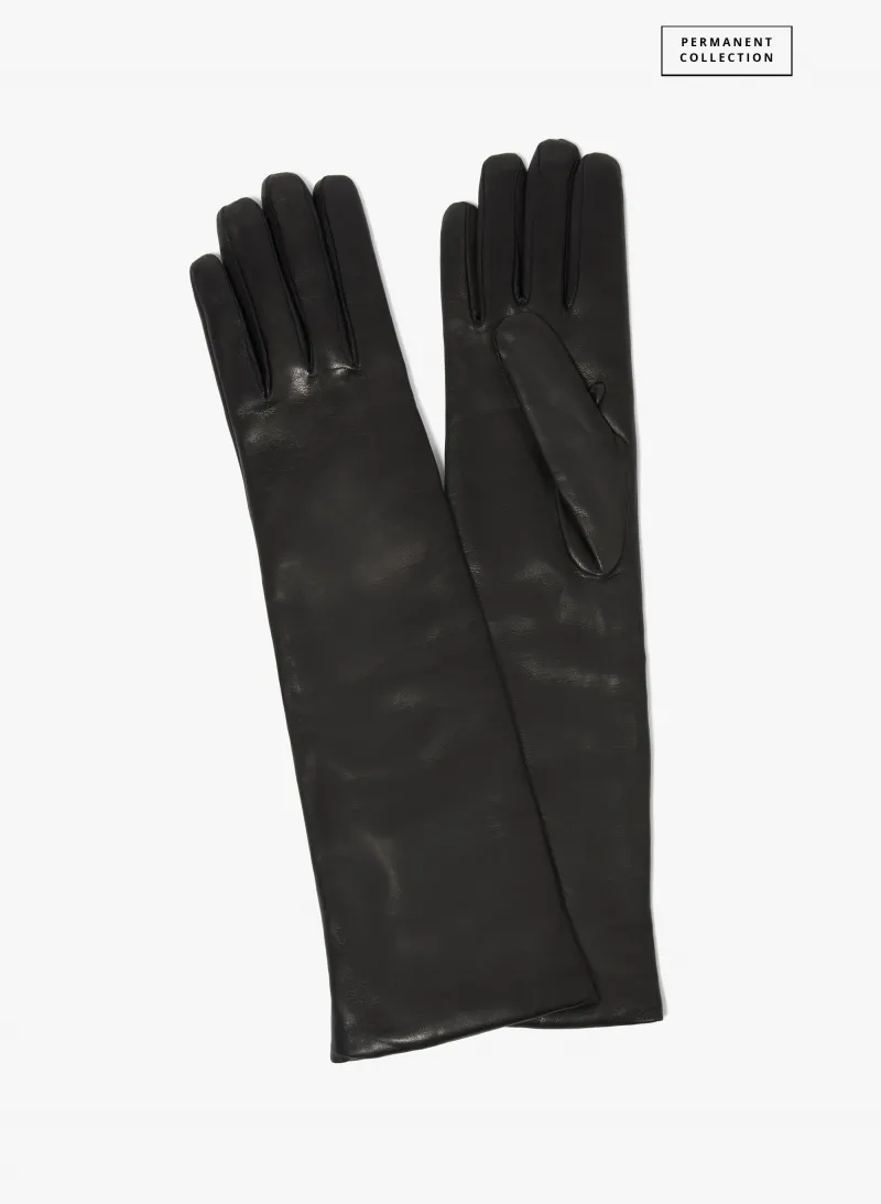Guanti lunghi neri in nappa