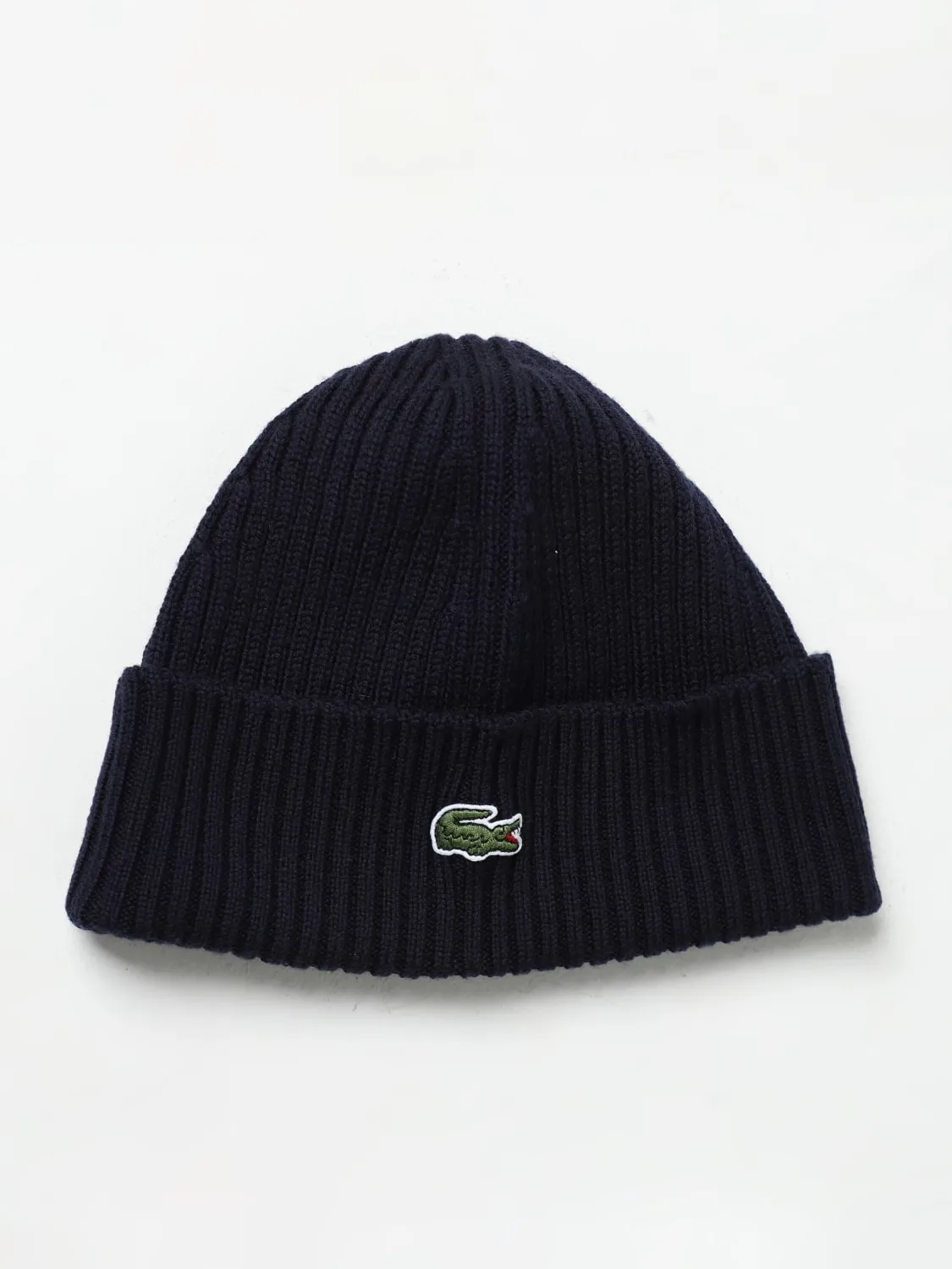 Cappello Lacoste in lana tricot con patch logo